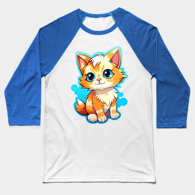 Cute kitten, kawaii cartoon style Baseball T-Shirt by Slanapotam